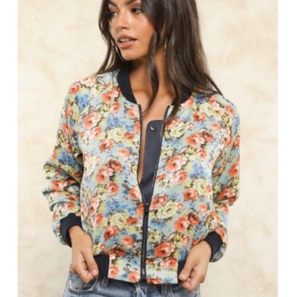 Floral Bomber Jacket - Multicolor